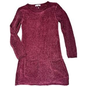BB Dakota wine red velvety soft long sleeve knit dress w/ pockets XS